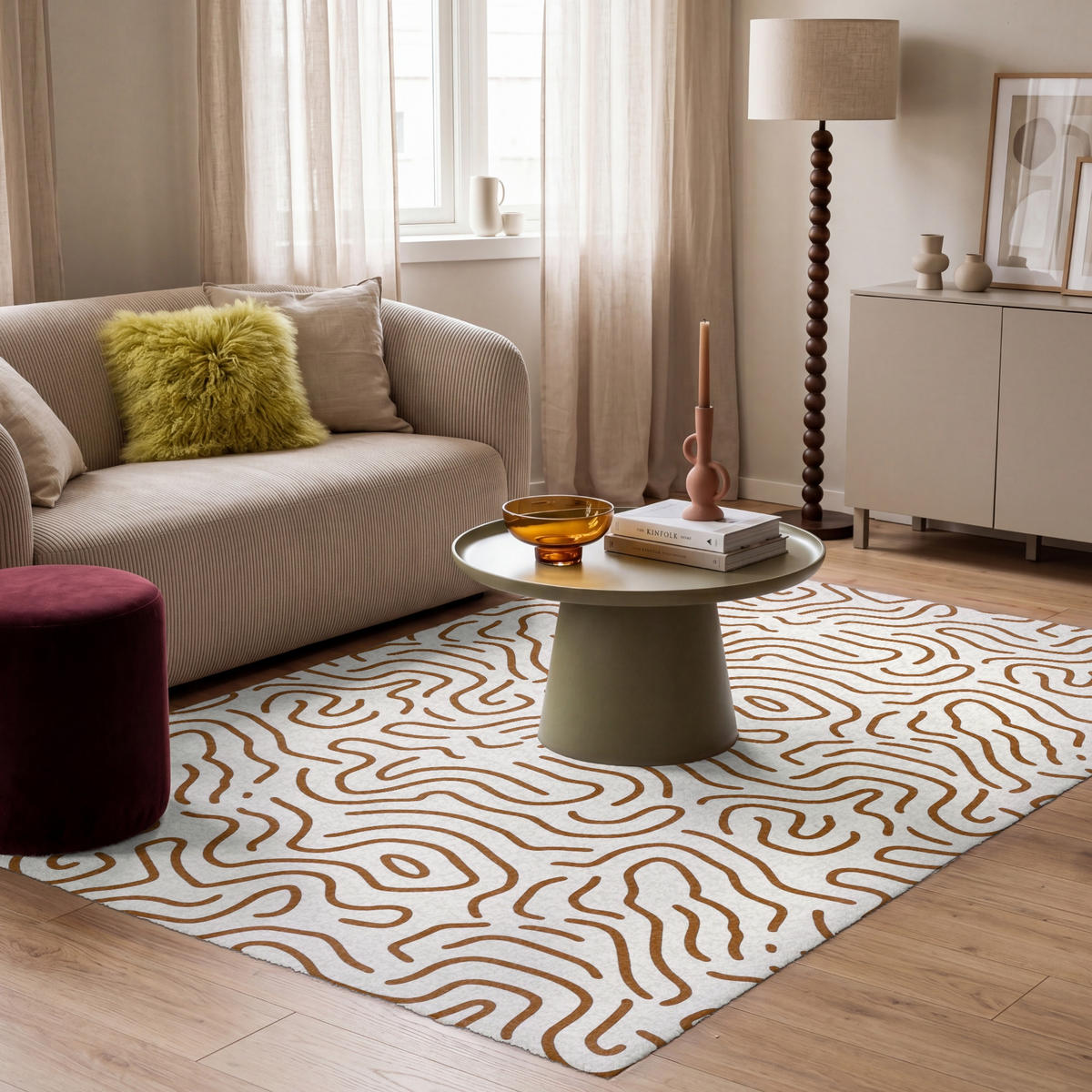 KOBERCE - Minimalistický - Vzor - Terakota - 180x120 cm - hnedá, textil/plast (180/0.4cm) - OnlyWow
