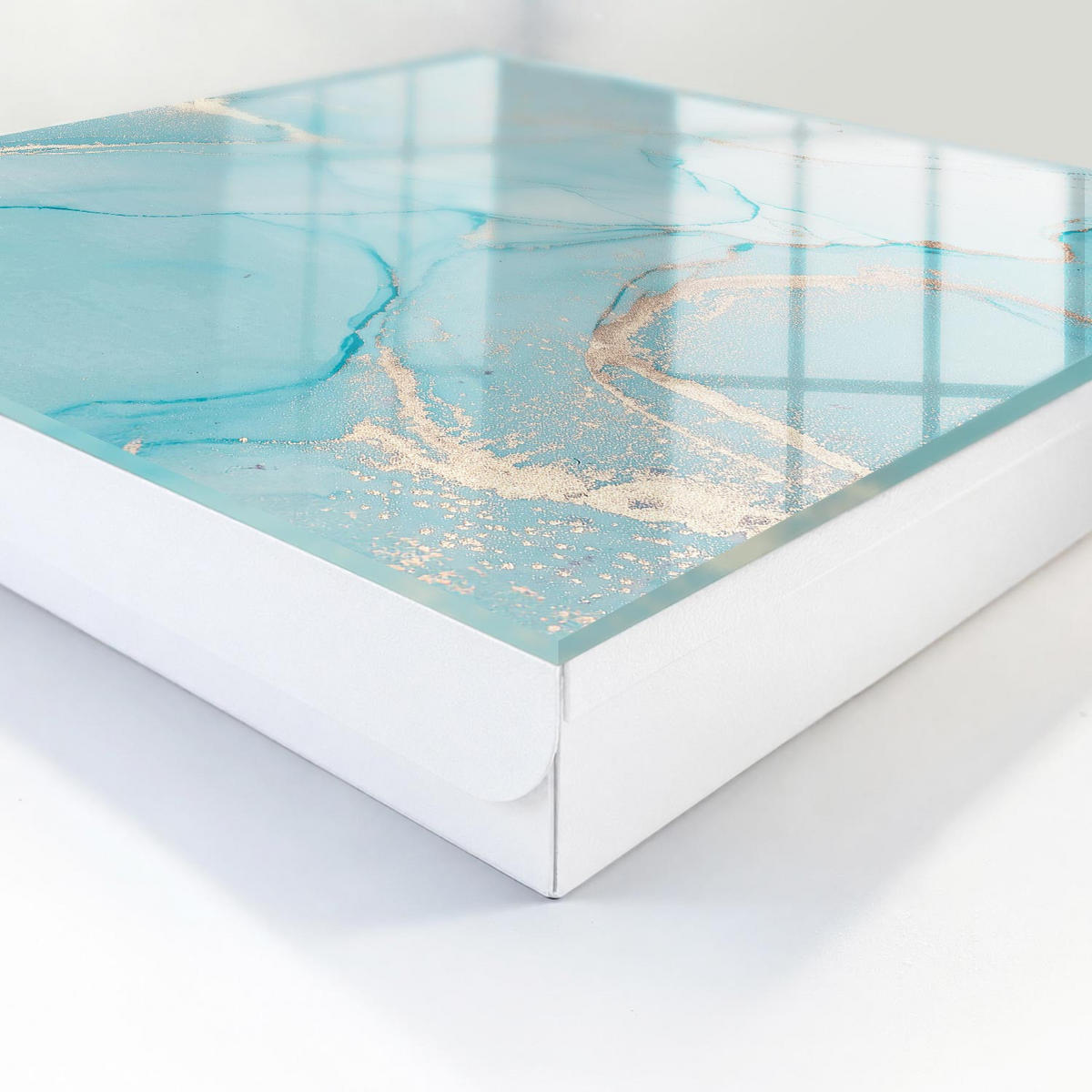 SCHLÜSSELBOX Weiß 30x30 cm – Türöffnung nach rechts - Blaue Träume - Blau, Metall (30/30/5cm) - TULUP