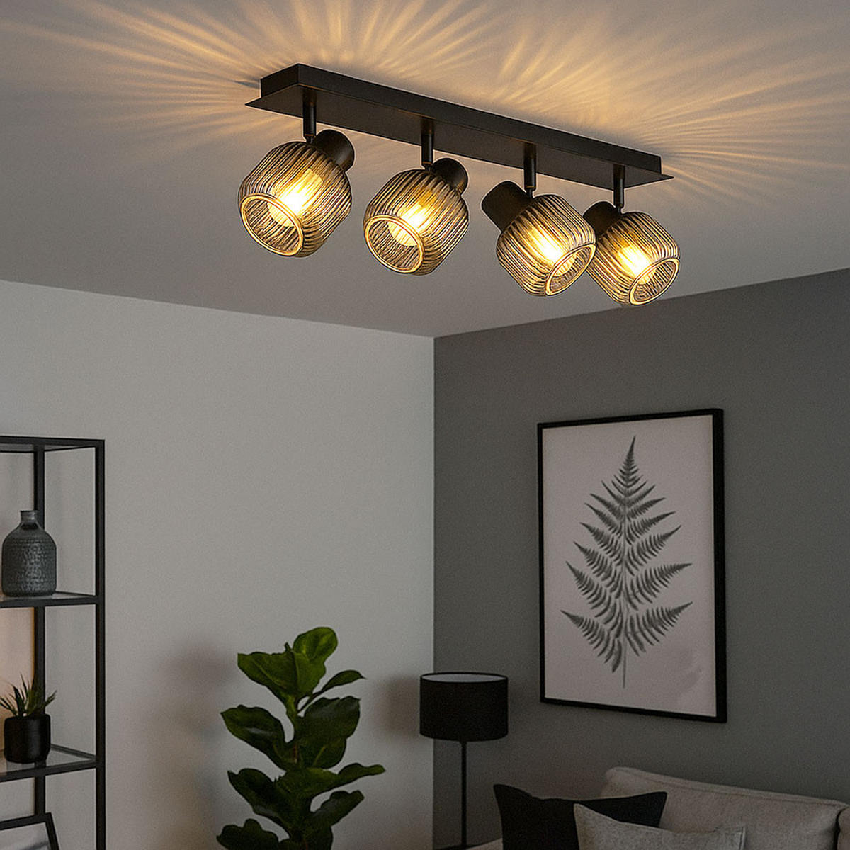 LED DECKENLEUCHTE Metall Rauchglas Schwarz - Schwarz, Glas (69.5/9.8/13.7cm) - Nowa