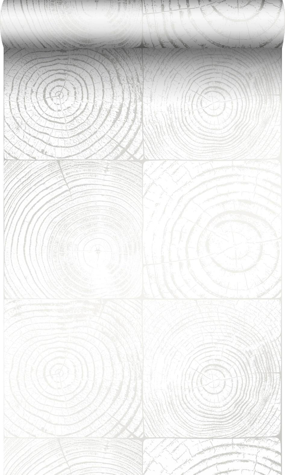 TAPETE Querschnitte von Baumstämmen 53 cm x 10.05 m - Weiß, Papier (53/1000cm) - Origin Wallcoverings