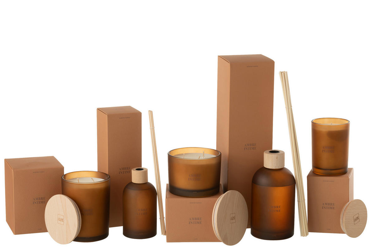 DUFTSPENDER HAUSPARFUM ACCORDS ESSENTIELS - Gelb - 550 ml - Cognac, Paraffin (9.5/35.5/9.5cm) - J-Line