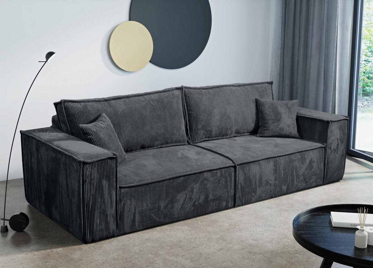SCHLAFSOFA Sekwana Dunkelgrau (Poso 34) - Dunkelgrau, Textil (255/85/105cm) - Fedve