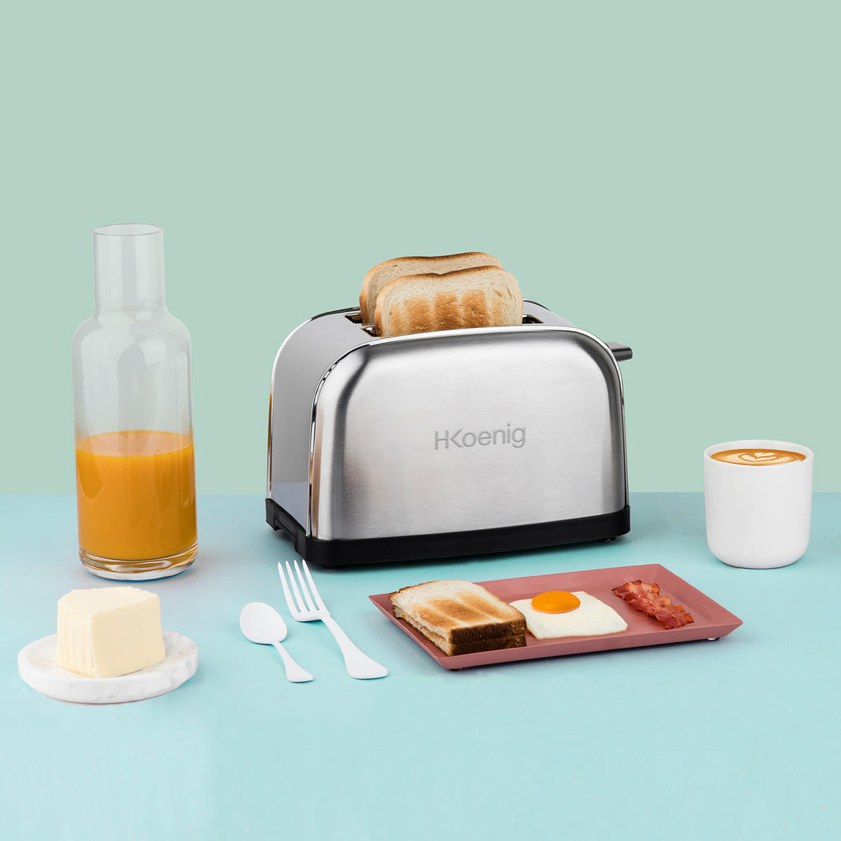 TOASTER TOAS7 Silber, mit 2 Schlitzen - Grau, Metall (28/18.5/16.3cm) - HKoenig