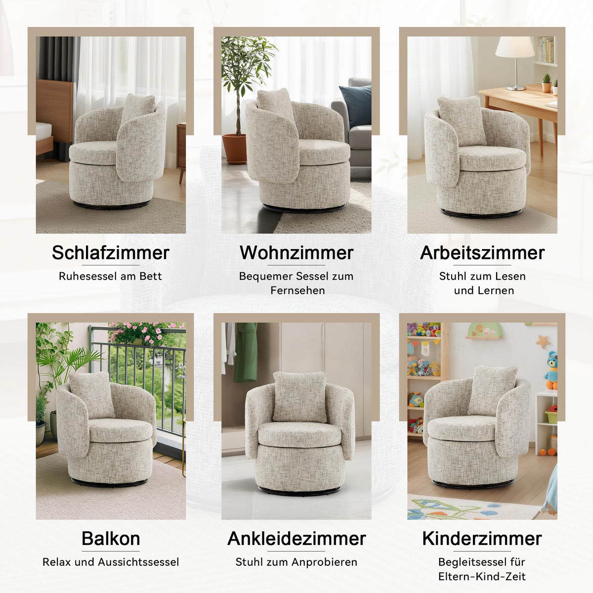 SESSEL 360° drehbar mit Stauraum, DE-42204, Blau - Creme, Holzwerkstoff (66.5/76/72.5cm) - ComfortXL