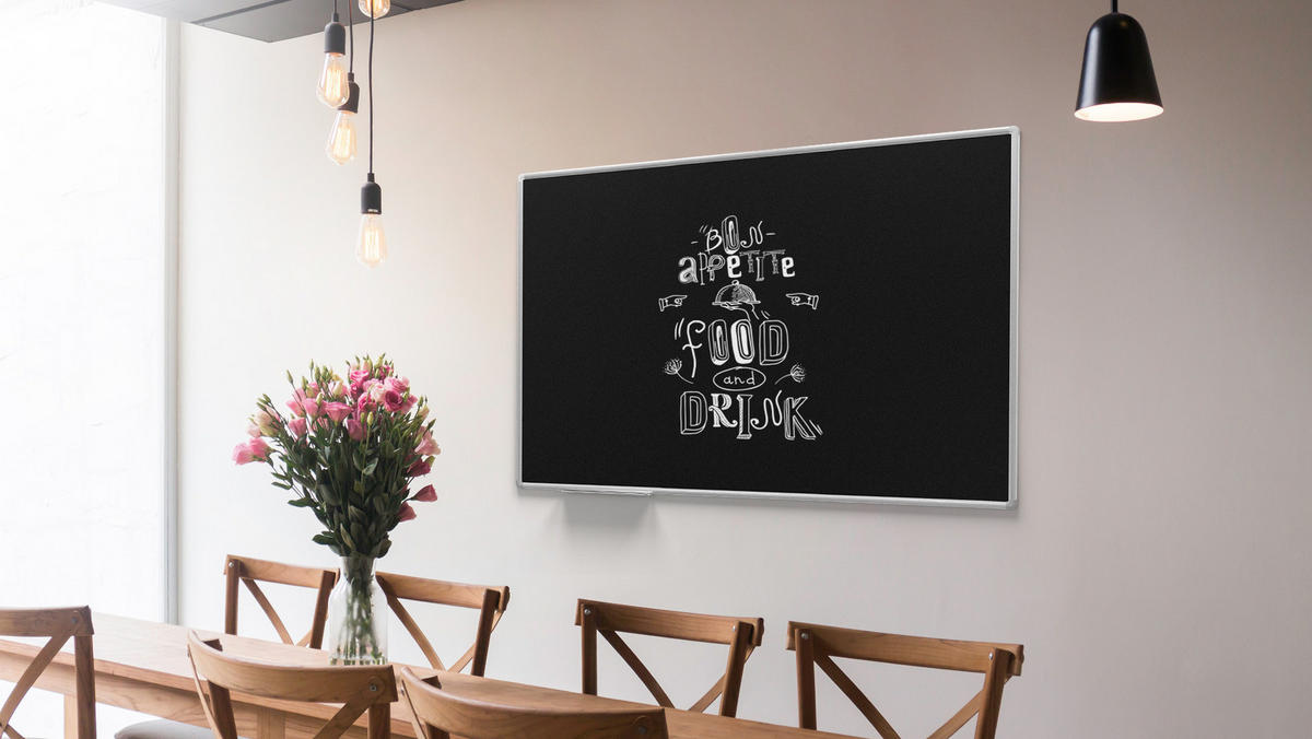 KREIDETAFEL mit Alurahmen Premium EXPO 150x100cm - Schwarz, Metall (150/100/1.6cm) - ALLboards