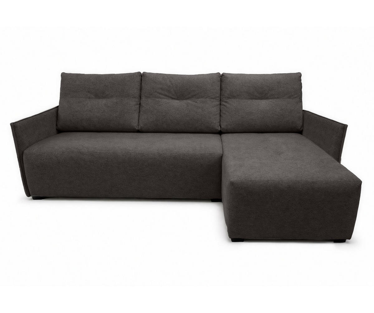 ECKSOFA L Form Damascus Dunkelgrau 212/143/88 cm Rechts mit Schlaffunktion - Dunkelgrau/Schwarz, Kunststoff/Textil (212/143cm) - AX Living