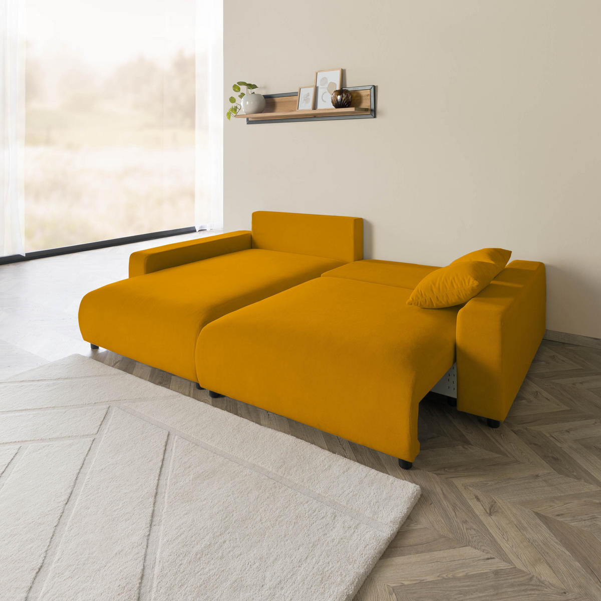 ECKSOFA Samt 234x170x78 gelb SOFIA - Gelb, Kunststoff (234/165cm) - Massivmoebel24