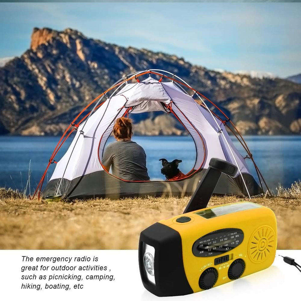 RADIO – NOAA AM/FM – Handkurbel-Generator / LED-Taschenlampe / 2000-mAh-Powerbank – Gelb - Gelb, Kunststoff (12.8/4/6.5cm) - DCA