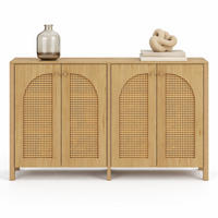 SIDEBOARD in Naturfarben Anrichte mit 4 Rattantüren für Esszimmer, Küche und Wohnzimmer, B145/T80/H40 cm - Naturfarben, Holzwerkstoff/Metall (145/80/40cm) - STILVORA