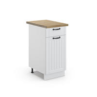 KÜCHENUNTERSCHRANK Fame-Line Weiß Landhaus 40 cm, AP Eiche - Weiß, Holzwerkstoff (40/82/60cm) - Vicco