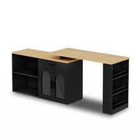 KÜCHENINSEL DE-41415 136/50/78 cm, 360° Drehtisch und Schublade Schwarz - Schwarz, Holzwerkstoff (136/78/50cm) - ComfortXL