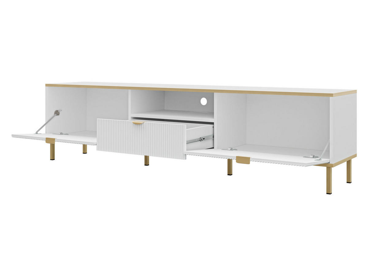 TV-LOWBOARD Werkoz 2K1S - Goldfarben/Weiß, Holzwerkstoff/Metall (181/46/35cm) - MIRJAN24