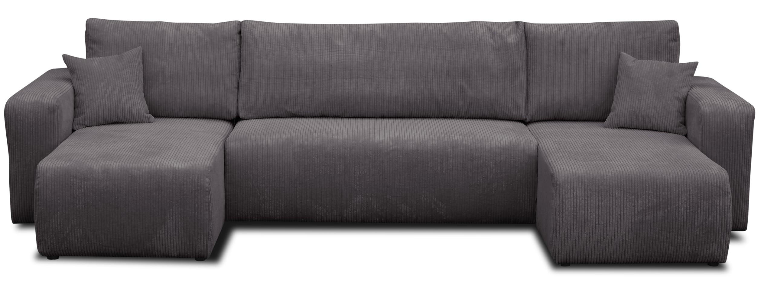 WOHNLANDSCHAFT LUNA U-FORM mit Schlaffunktion und Bettkasten (Dunkelgrau) - Dunkelgrau, Textil (312/83/142cm) - VENASI MÖBEL