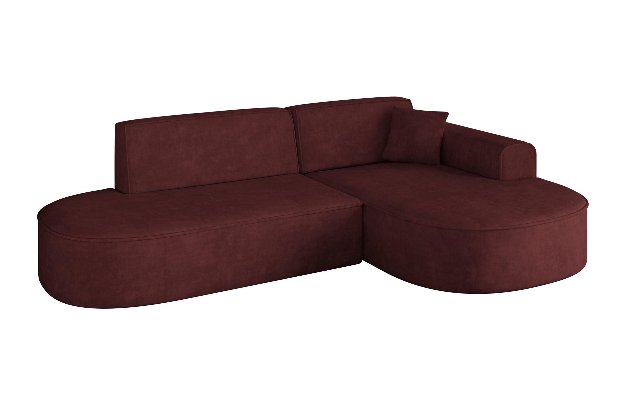 ALTDECOR ROHOVÁ SEDACÍ SOUPRAVA s otomanem vpravo MARI-L1 – 243 x 171 x 79 cm, bordó, velur