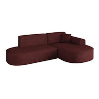 ECKSOFA Ottomane Rechts MARI-L1 - 243x171x79 cm Bordeaux Velours - Bordeaux/Schwarz, Holzwerkstoff/Kunststoff (171/243cm) - ALTDECOR