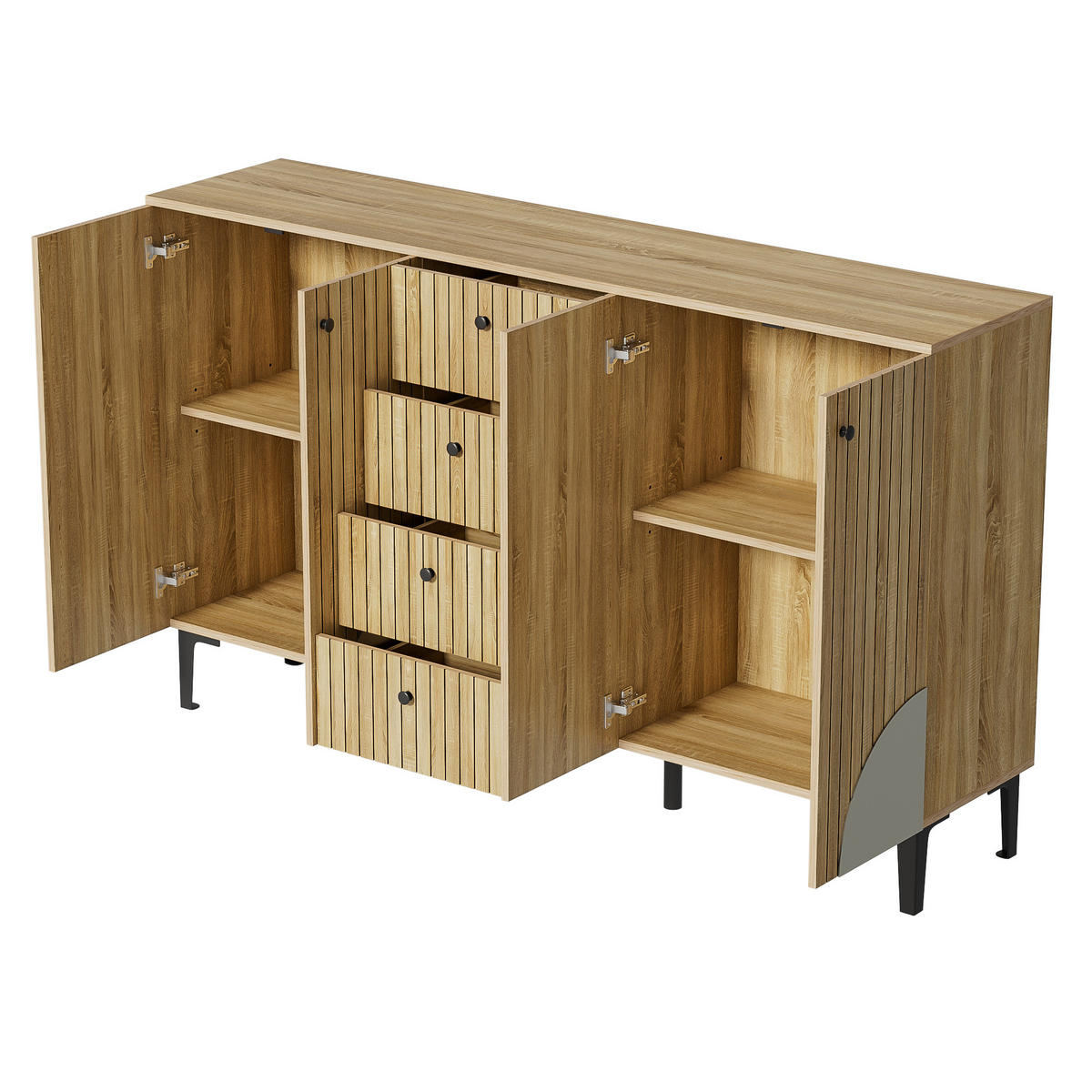 SIDEBOARD 160/36/94 cm Holzfarbe aus Holzwerkstoff mit 4 Türen und 4 Schubladen - Eichefarben, Holzwerkstoff (160/94/36cm) - OKWISH