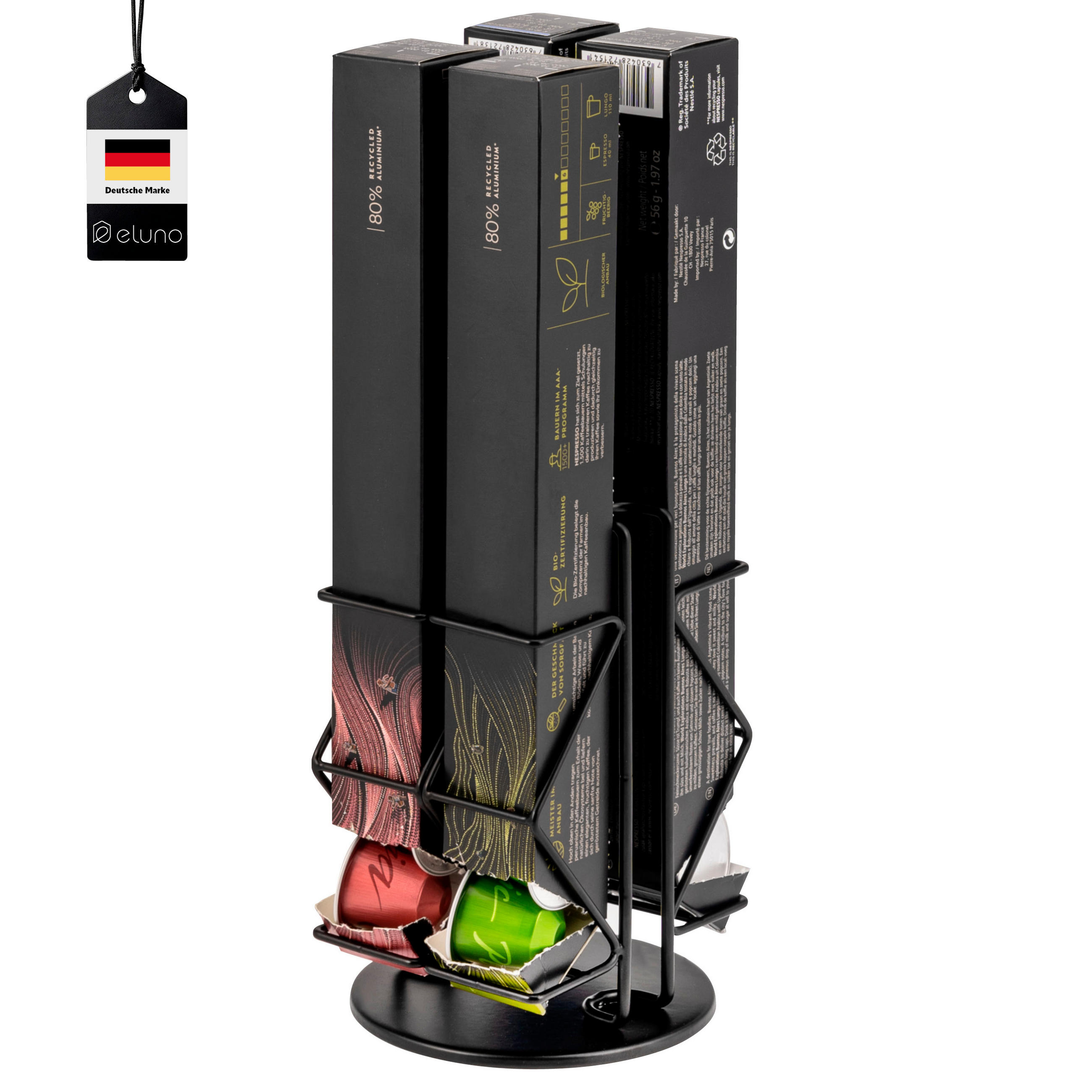 KAPSELSTÄNDER, für Nespresso, schwarz, Metall - Schwarz, Metall (11/17/115.5cm) - eluno