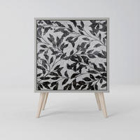 SIDEBOARD CHARCOAL SPROUT, Grau, 57,5x42x77,5 cm, Schräge Buchenholzfüße - Buchefarben/Multicolor, Holzwerkstoff/Buchenholz (57.5/77.5/42cm) - SpaceRebels