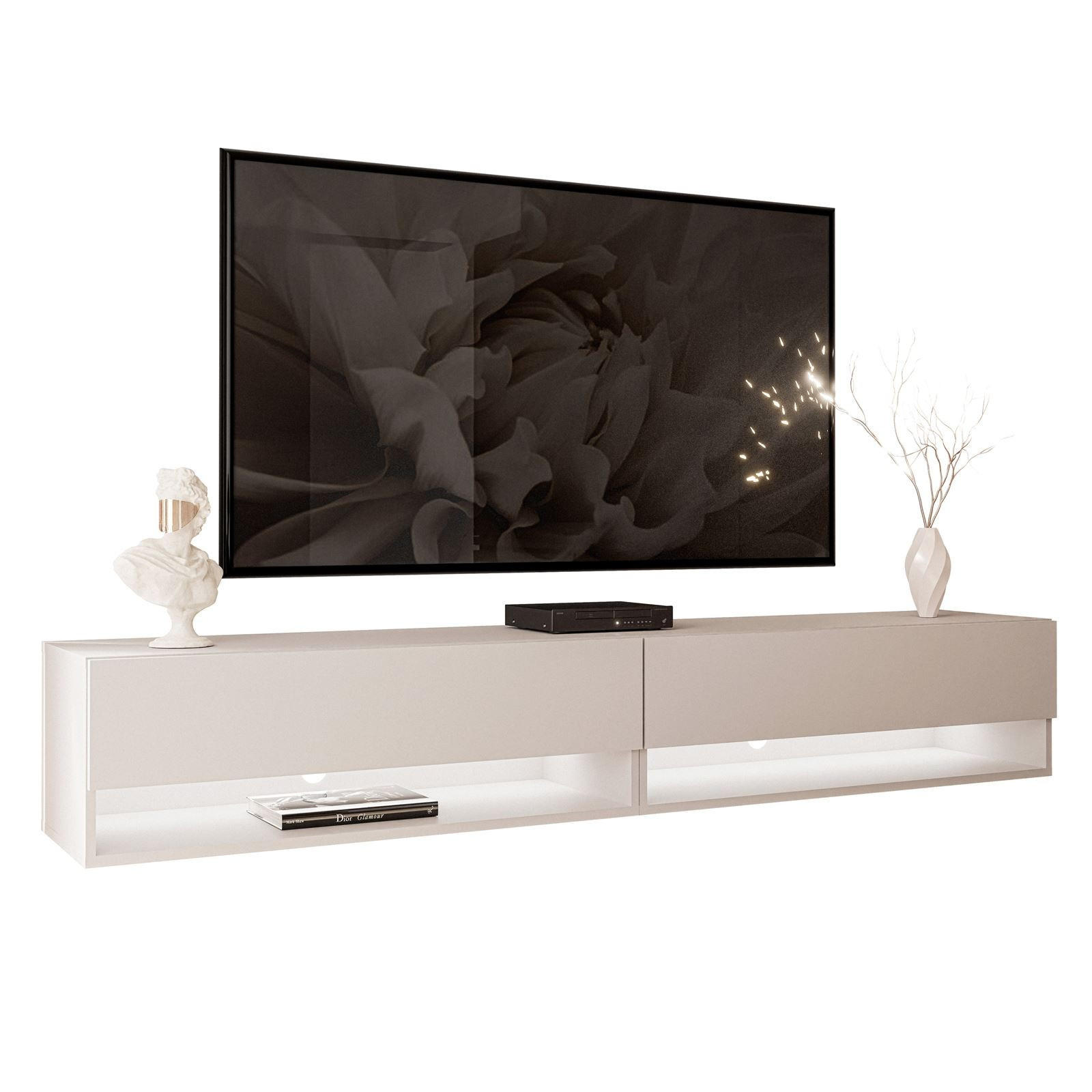 HÄNGESCHRANK TV-Möbel CALANTE 180 cm mit LED-Beleuchtung - Kaschmir, Holzwerkstoff (180/30/35cm) - Lookway