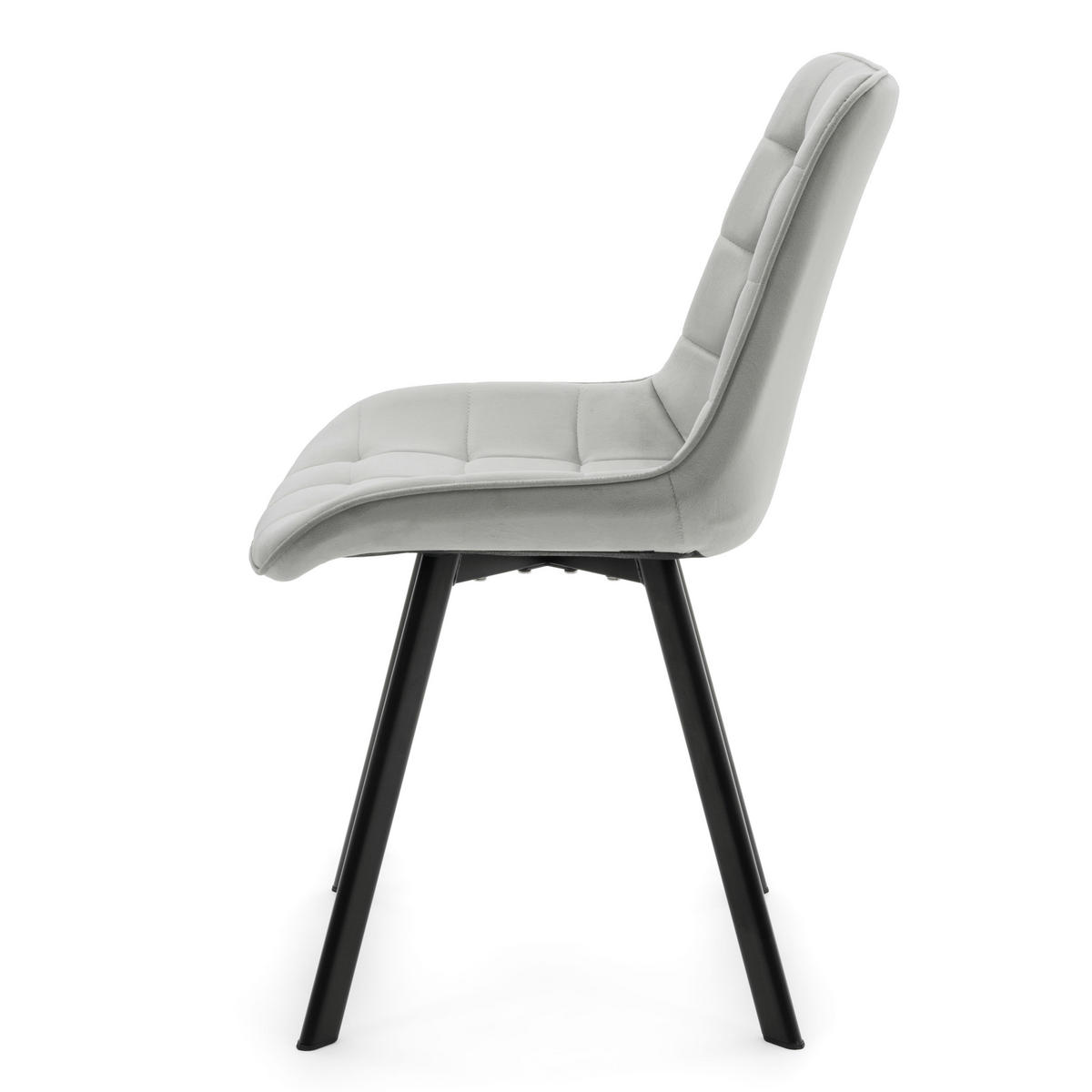 STUHL TORI gepolsterter mit Steppung - hellgrau - Samt Velour - Hellgrau/Schwarz, Textil/Metall (53/86/60cm) - NEW HOME