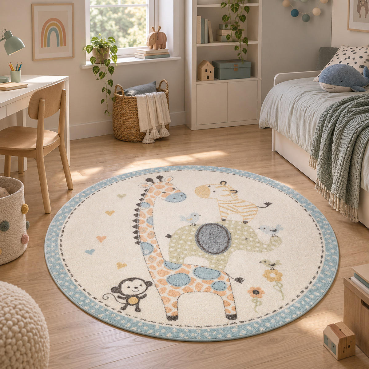 Pergamon KINDER TEPPICH MAUI KIDS SAFARI TIERE BUNT RUND jetzt nur online ➤