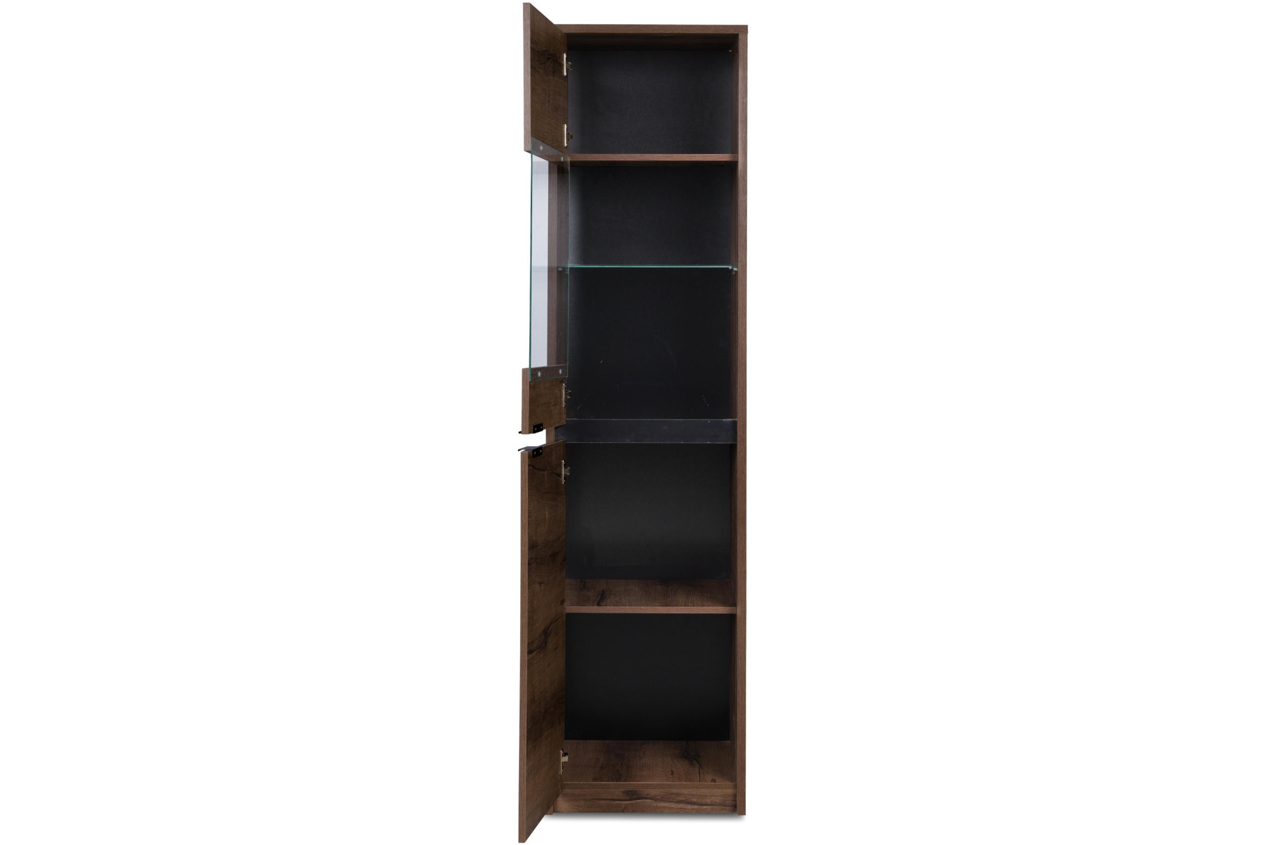 VITRINENSCHRANK MERO mit Türen und Einlegeböden, Dunkelbraun - Dunkelbraun, Holzwerkstoff (50/215/40cm) - KONSIMO®