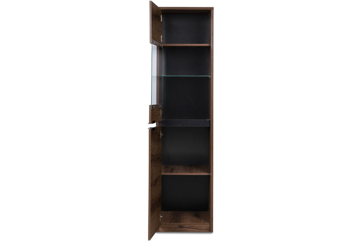 VITRINENSCHRANK MERO mit Türen und Einlegeböden, Dunkelbraun - Dunkelbraun, Holzwerkstoff (50/215/40cm) - KONSIMO®