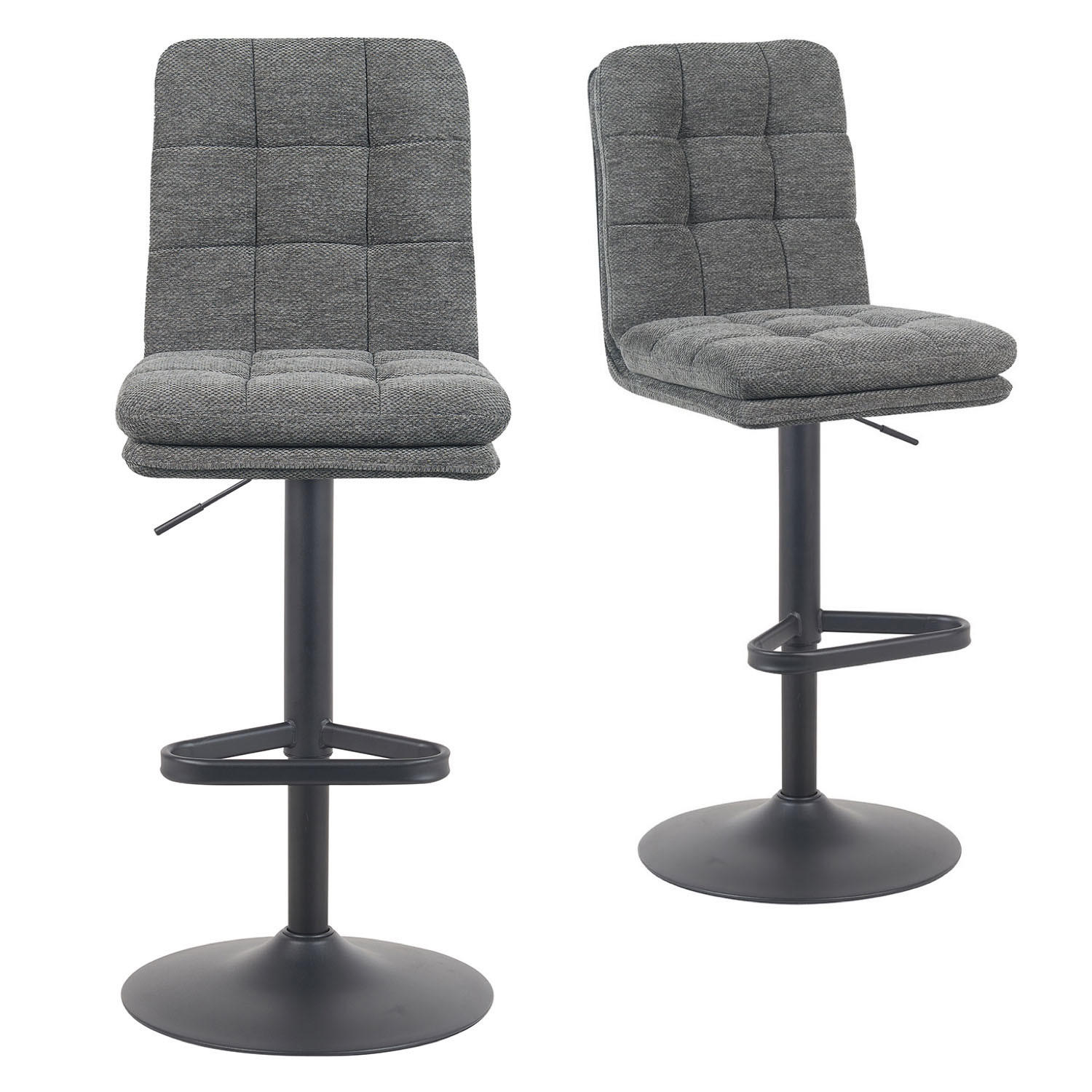 BARHOCKER Enno 2er-Set - Schwarz/Grau, Textil/Metall (45/103/57cm) - DUBI Möbel