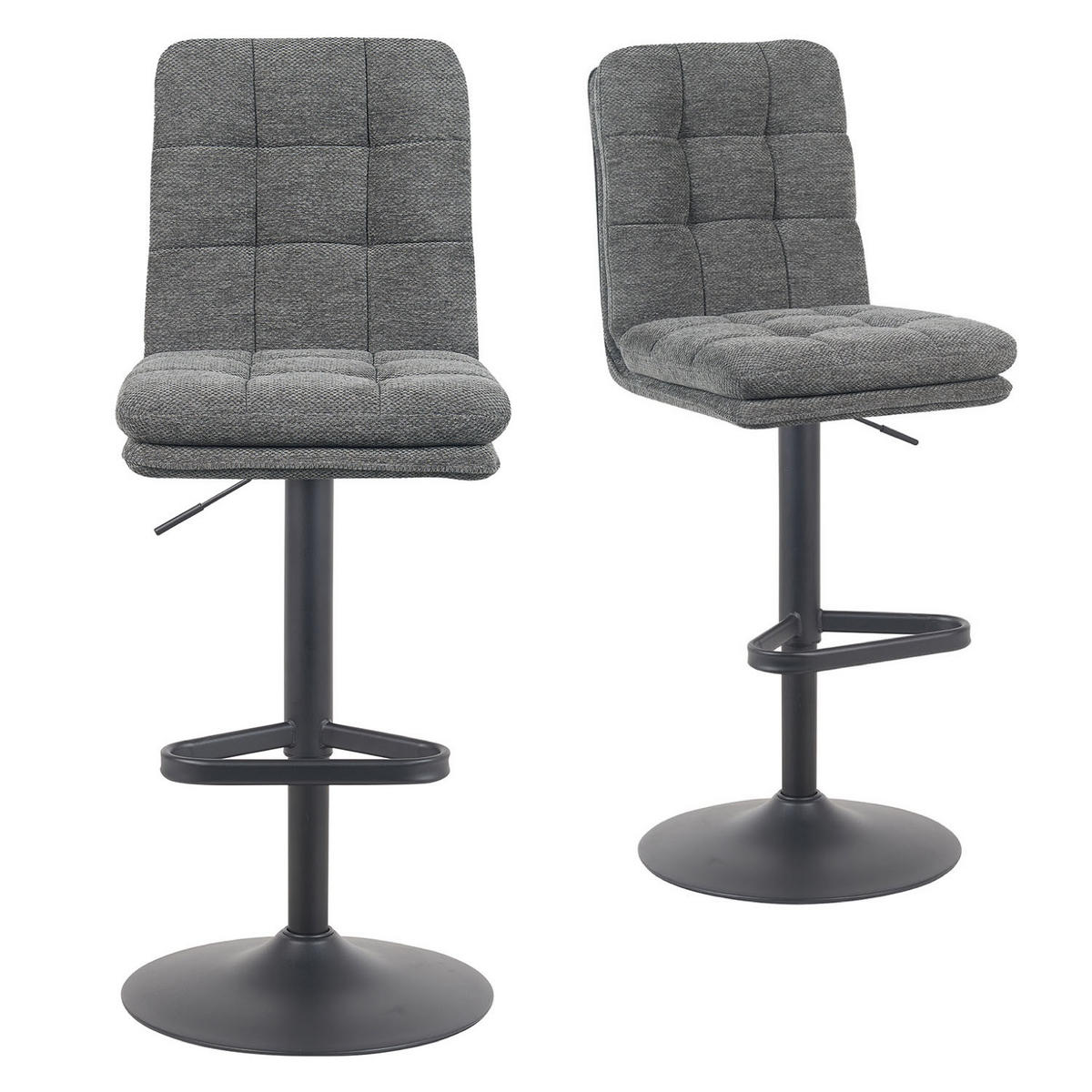 BARHOCKER Enno - Schwarz/Grau, Textil/Metall (45/103/57cm) - DUBI Möbel