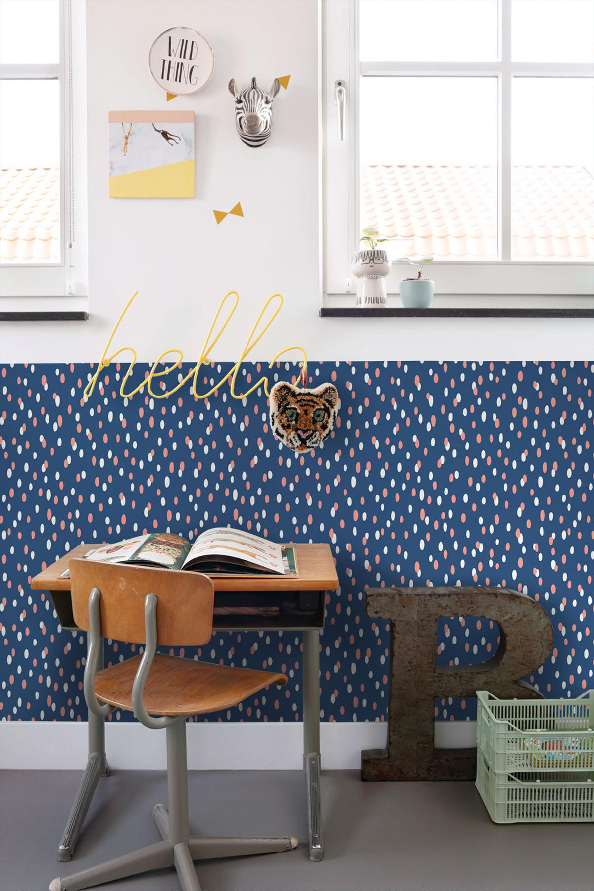 TAPETE Punkte 50 x 900 cm - Blau, Papier (50/0.1cm) - ESTAhome