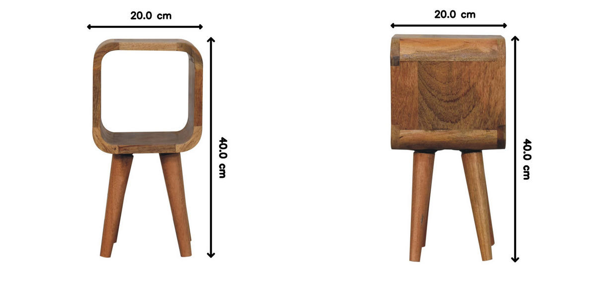 NACHTTISCH Massivholz Mini Oak-ish, Offenes Fach, Hellbraun - Hellbraun, Mangoholz/Holz (20/40/20cm) - Artisan Furniture