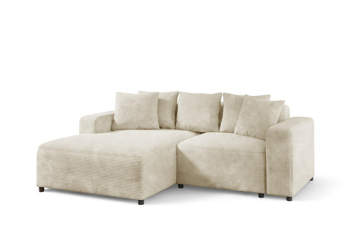 ECKSOFA Megan Xs In Stoff Poso - Creme, Holzwerkstoff/Textil (240/165cm) - Fun Möbel