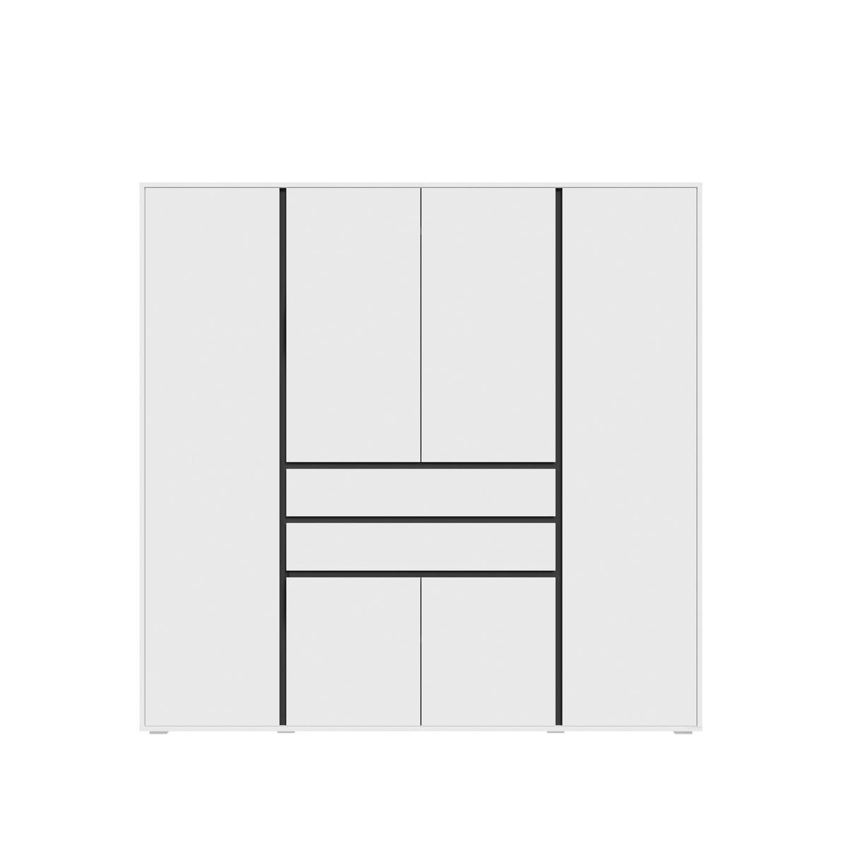 KLEIDERSCHRANK 4-türig FALUN (B/H/T: ca. 197/194/56 cm) in weiß/weiß - Weiß, Holzwerkstoff (197/194/56cm)