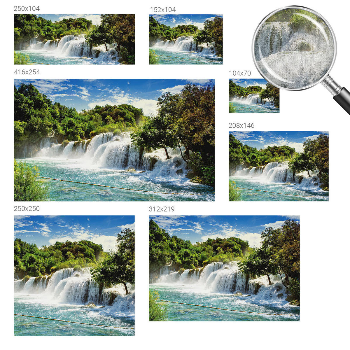 FOTOTAPETE 208x146 cm - Ein atemberaubender Wasserfall - Grün, Textil (208/146cm) - Wallfluent