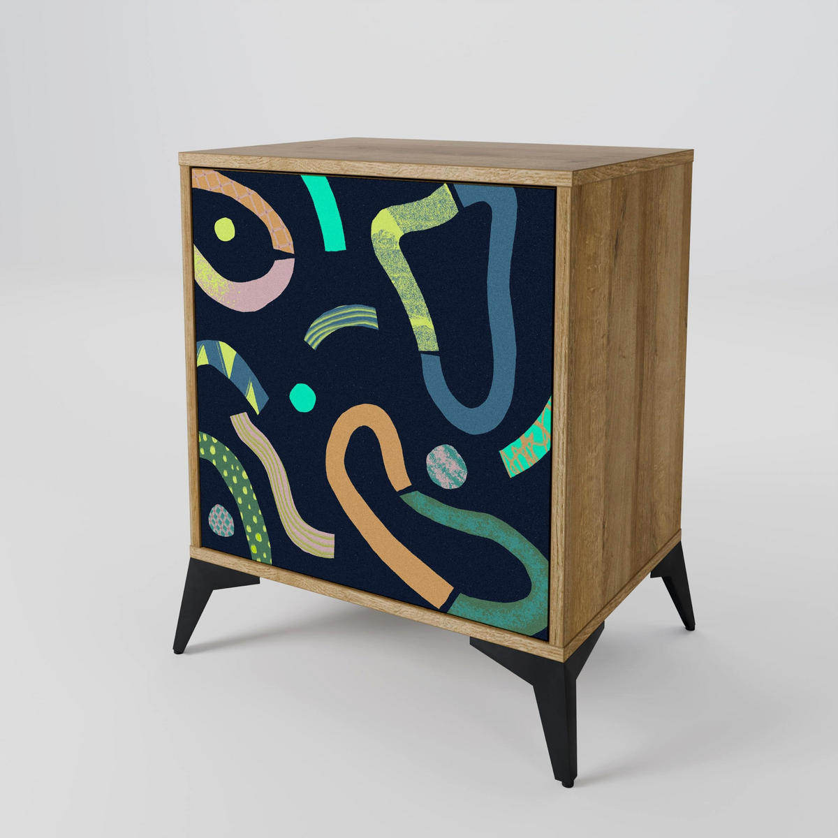 SIDEBOARD CONTRAST DANCE, Eichefarben, 57,5x42x57,5 cm, Ohne Füße - Eichefarben/Multicolor, Holzwerkstoff (57.5/57.5/42cm) - SpaceRebels