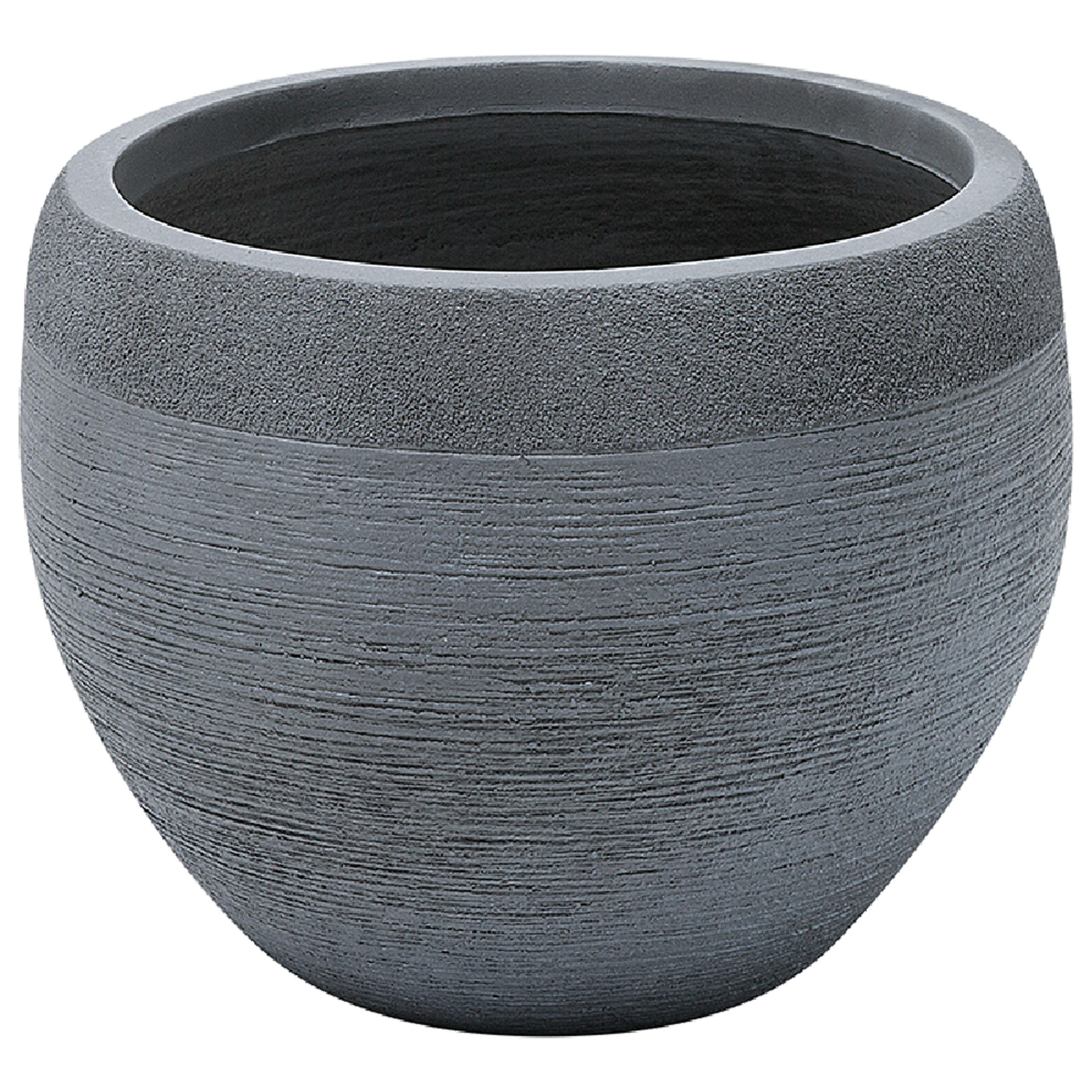 BLUMENTOPF grau rund 38/38/30 cm Zakros - Grau, Naturmaterialien (30cm) - Beliani