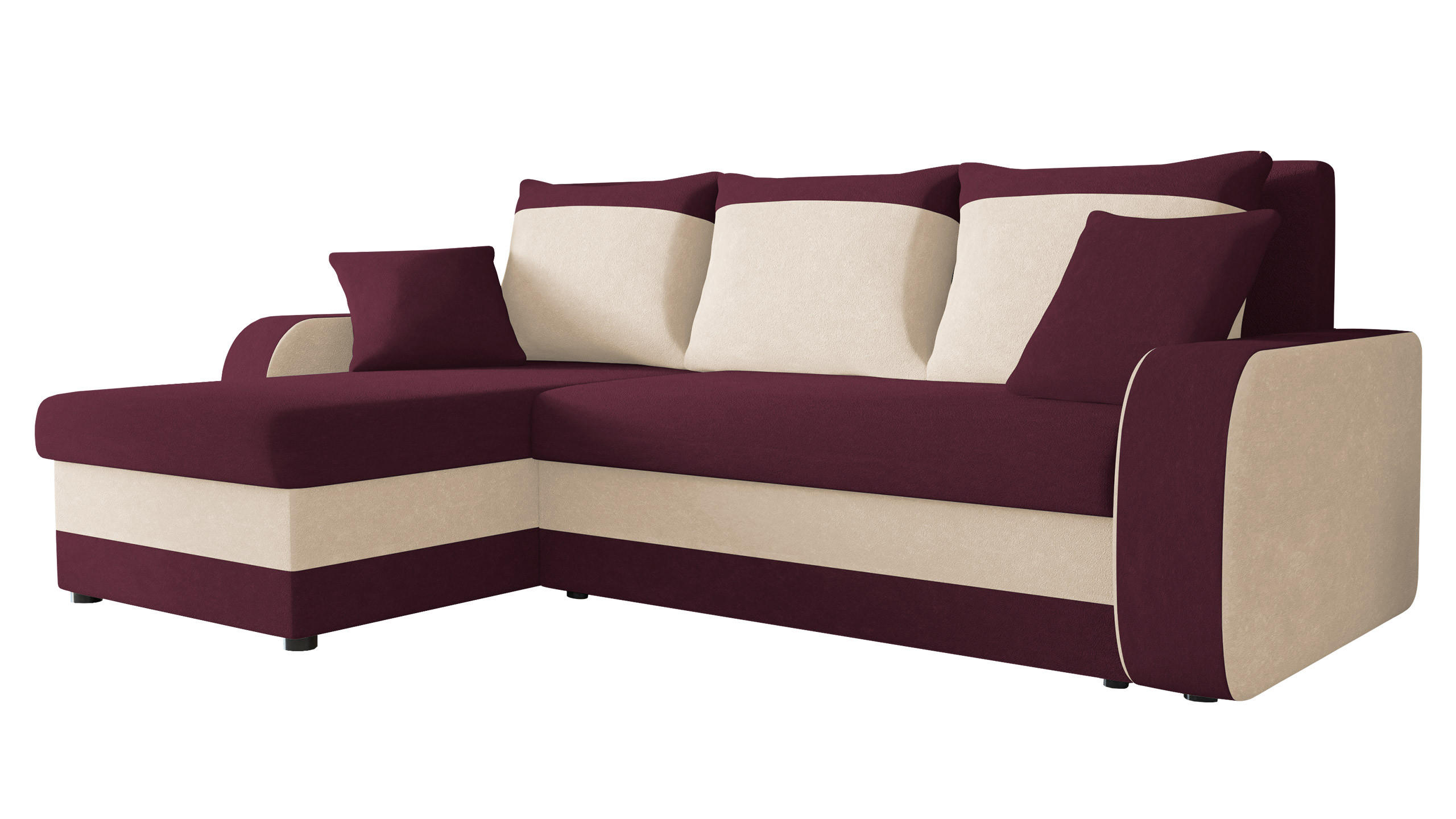 ECKSOFA Kris - Violett/Schwarz, Holz/Kunststoff (238/147cm) - MIRJAN24