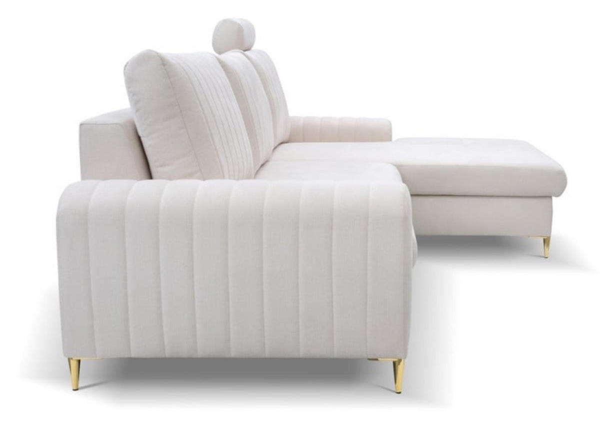 ECKSOFA Creme MANGO Mit Schlaffunktion Rechts - Beige, Naturmaterialen/Textil (251/164cm) - Sepro Meble