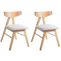 ESSZIMMERSTUHL 2er-Set Hellgrau Lacota - Hellgrau/Braun, Holz (50/77/58cm) - Beliani