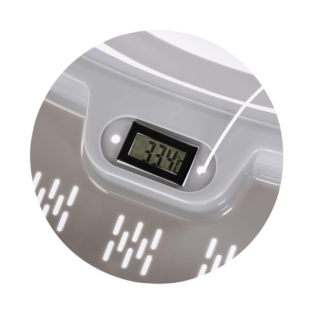 BABYBADEWANNE-SET Slim Ständer grau 90 cm, Ablage, klappbar, Thermometer - Grau, Kunststoff (56/86cm) - Chipolino