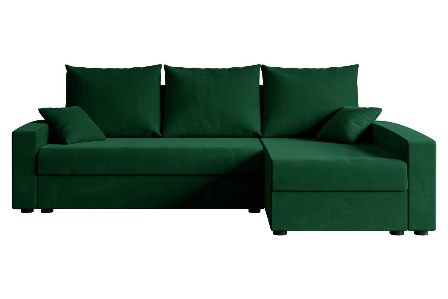 ECKSOFA mit Schlaffunktion und Bettkasten ALESIA-L 231x140x90 cm Grün Velours - Silberfarben/Grün, Holzwerkstoff/Kunststoff (231/140cm) - ALTDECOR