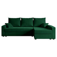 ECKSOFA mit Schlaffunktion und Bettkasten ALESIA-L 231x140x90 cm Grün Velours - Silberfarben/Grün, Holzwerkstoff/Kunststoff (231/140cm) - ALTDECOR