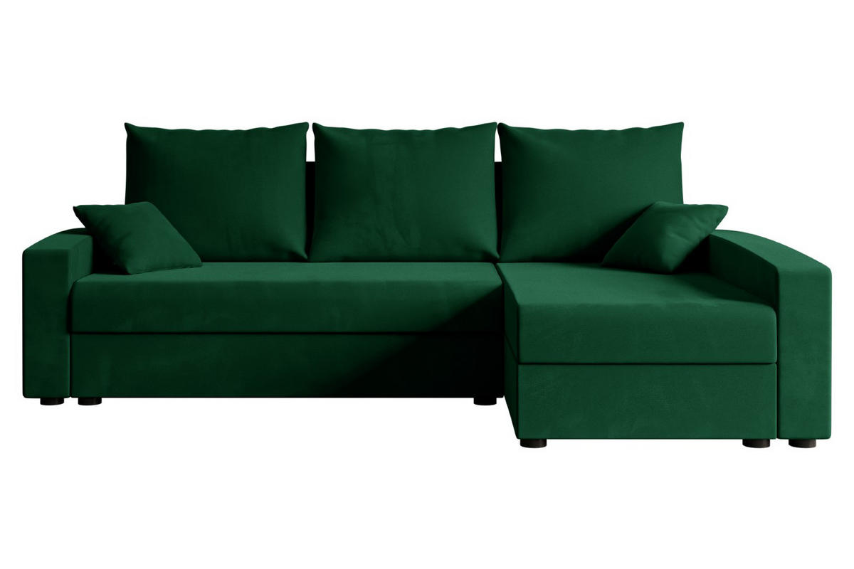 ECKSOFA mit Schlaffunktion und Bettkasten ALESIA-L 231x140x90 cm Grün Velours - Silberfarben/Grün, Holzwerkstoff/Kunststoff (231/140cm) - ALTDECOR