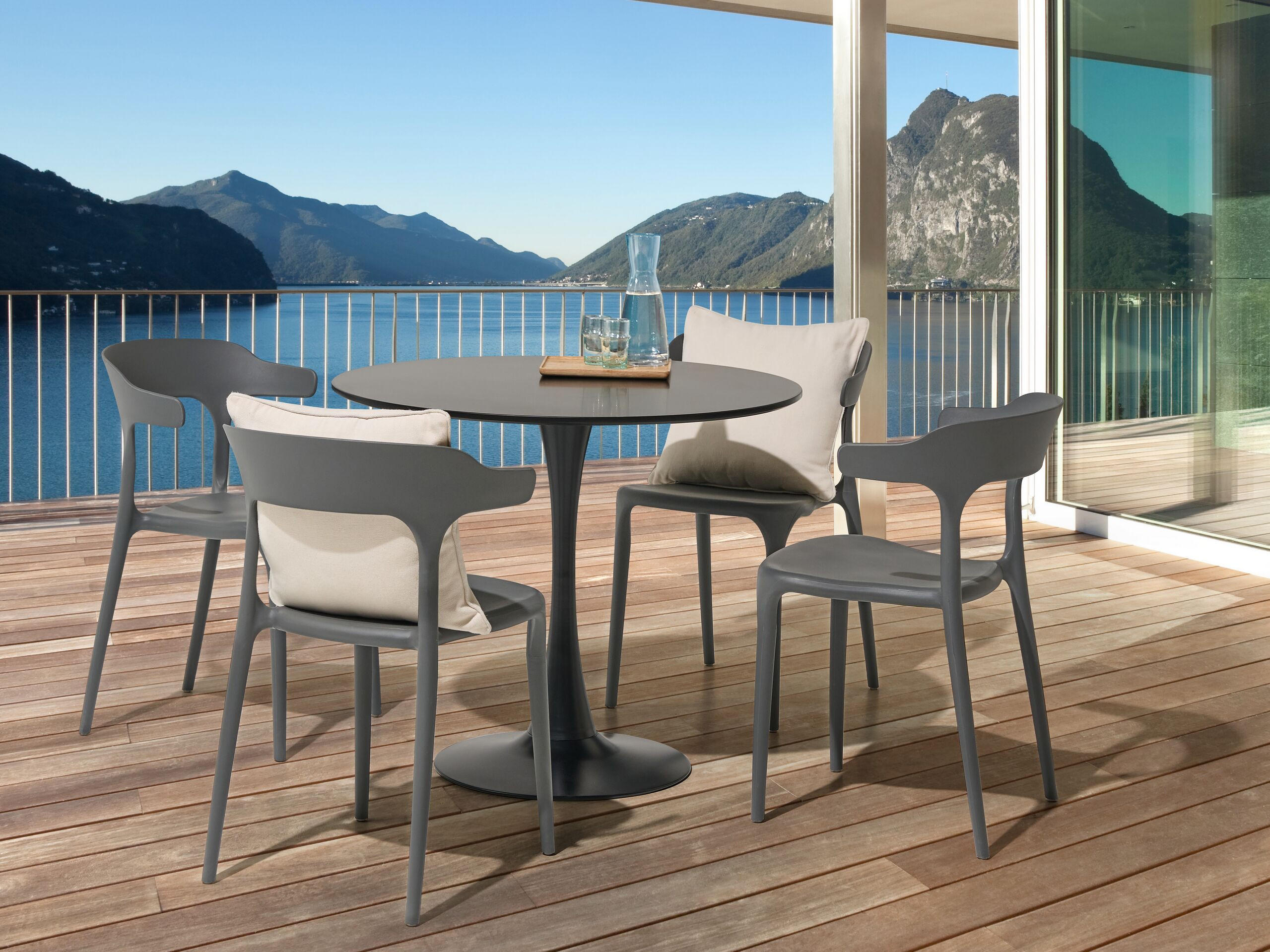 GARTENSTÜHLE 4er-Set Kunststoff grau Gubbio - Grau, Kunststoff (50/76/49cm) - Beliani