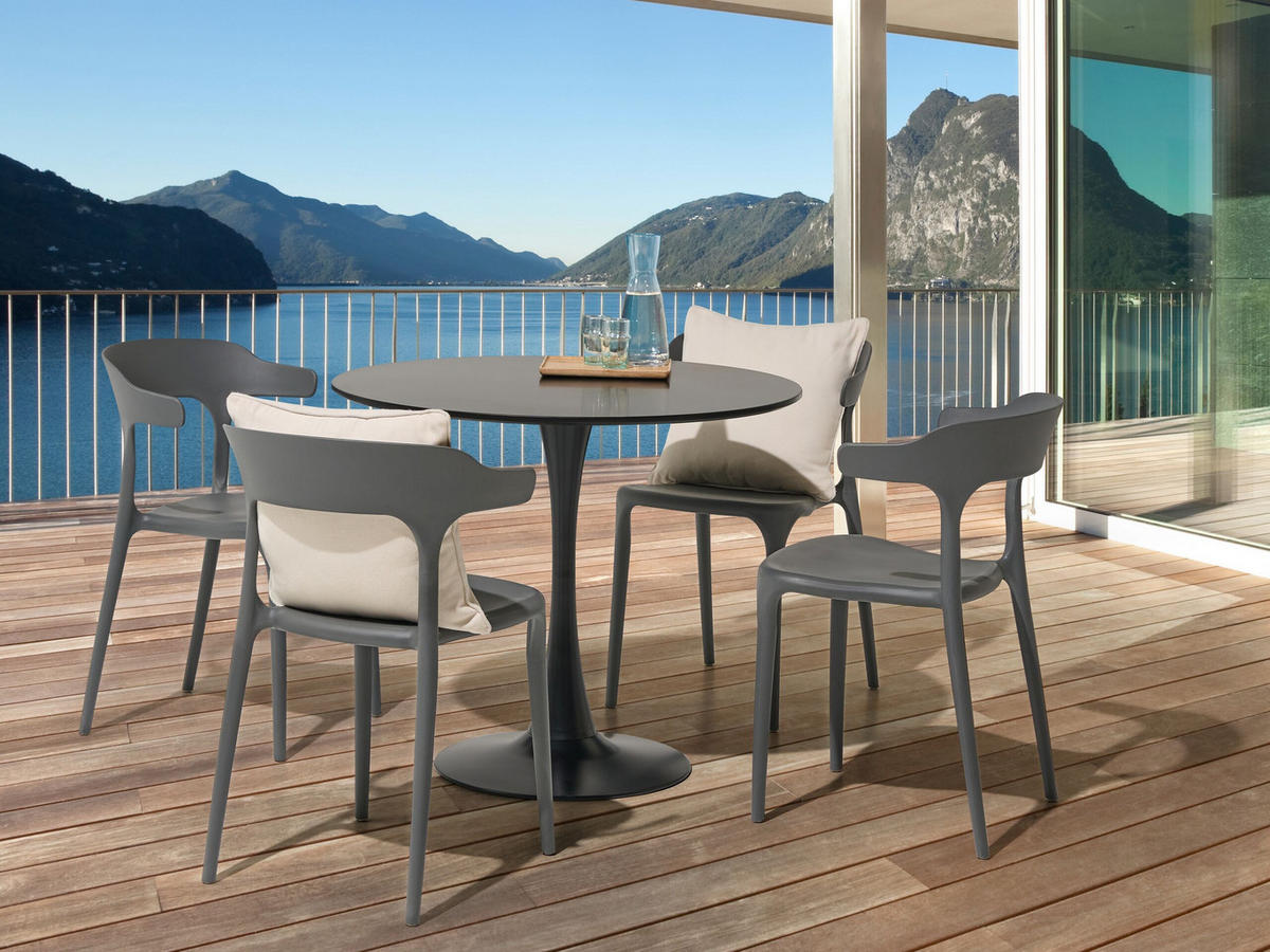 GARTENSTÜHLE 4er-Set Kunststoff grau Gubbio - Grau, Kunststoff (50/76/49cm) - Beliani