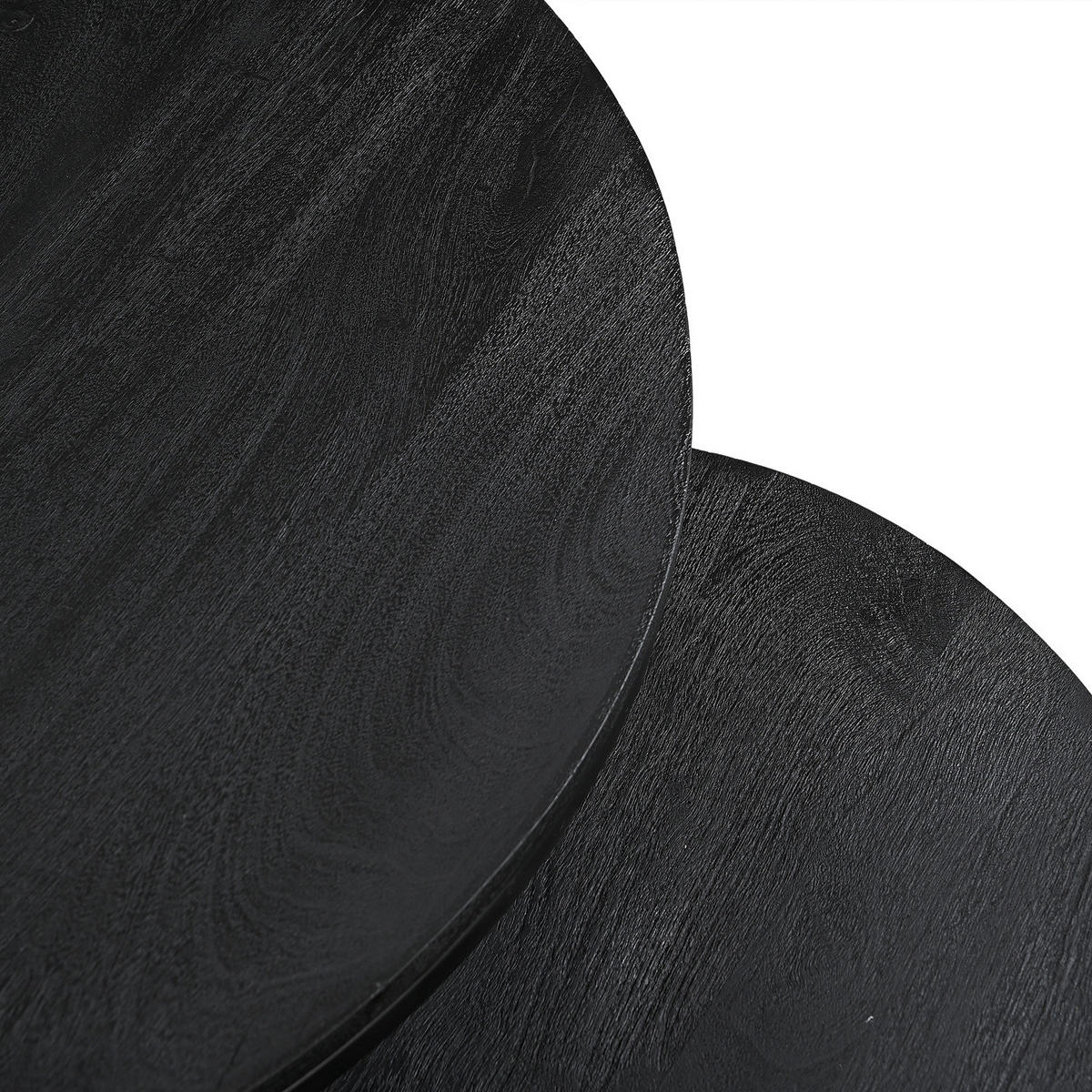 COUCHTISCH-SET - 2-teilig - Schwarz/Akaziefarben, Holz (80/80/42cm) - home24