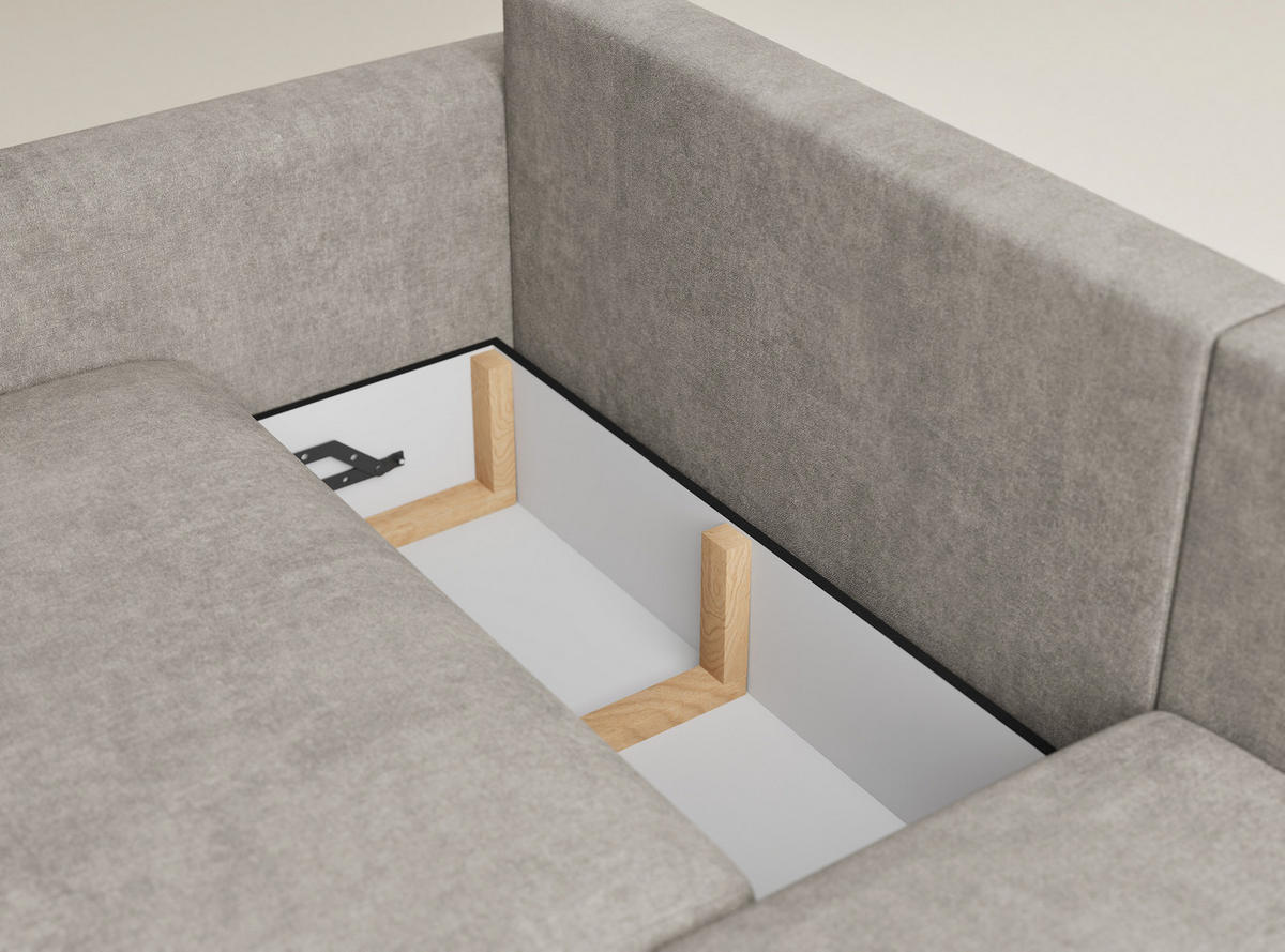 ECKSOFA MIT SCHLAFFUNKTION Leon Braun Webstoff - Schwarz/Braun, Holz/Holzwerkstoff (239/148cm) - Maison de Reve