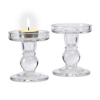 2XKERZENHALTER - Transparent, Glas (8.5/8.5/8.5cm) - Relaxdays