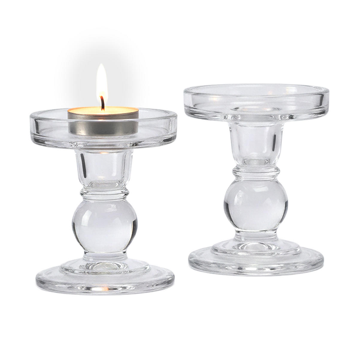 2XKERZENHALTER - Transparent, Glas (8.5/8.5/8.5cm) - Relaxdays