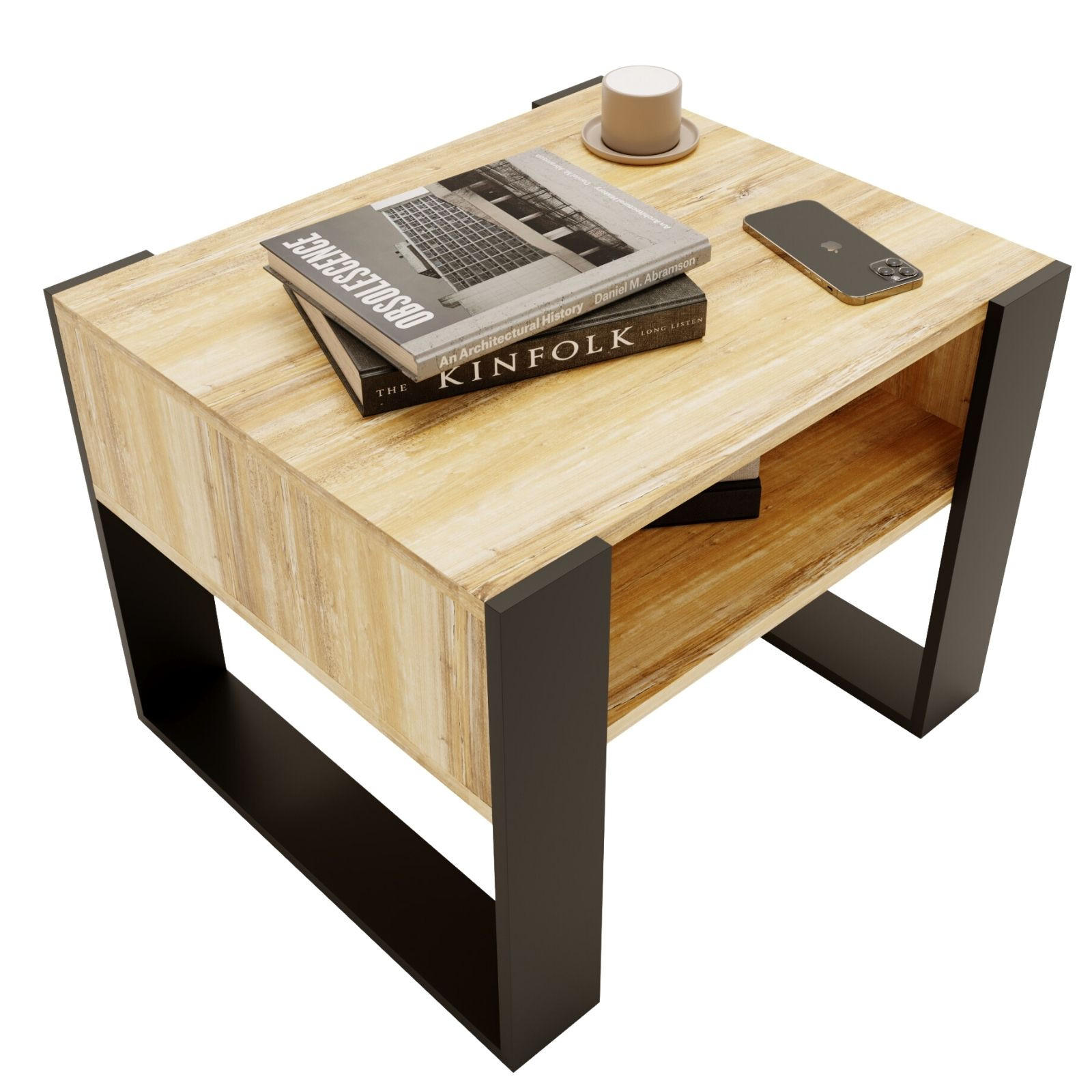 COUCHTISCH Karo65 65/45/53,6 - Alteiche/Schwarz, Holzwerkstoff (53/65/45cm) - RAUMHIRSCH FURNITURE